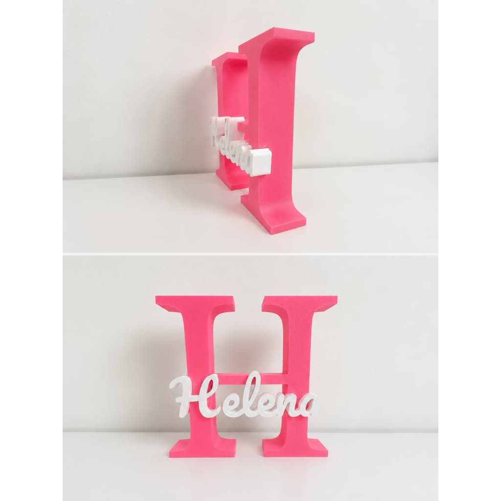 Letra Inicial com Nome Personalizado 3D para Decoração de Quarto Infantil e Bebê