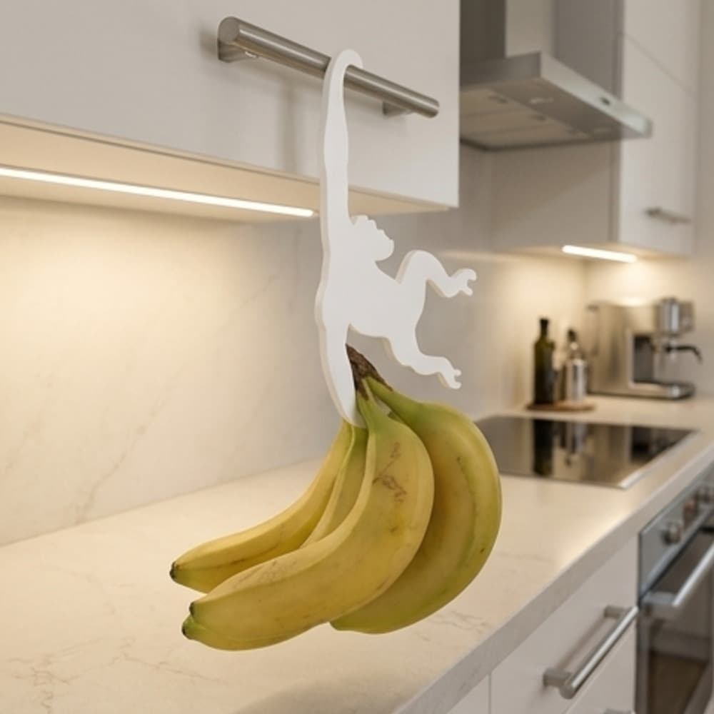 Suporte Mesa Fruteira Gancho para Pendurar Bananas Multiuso Branco