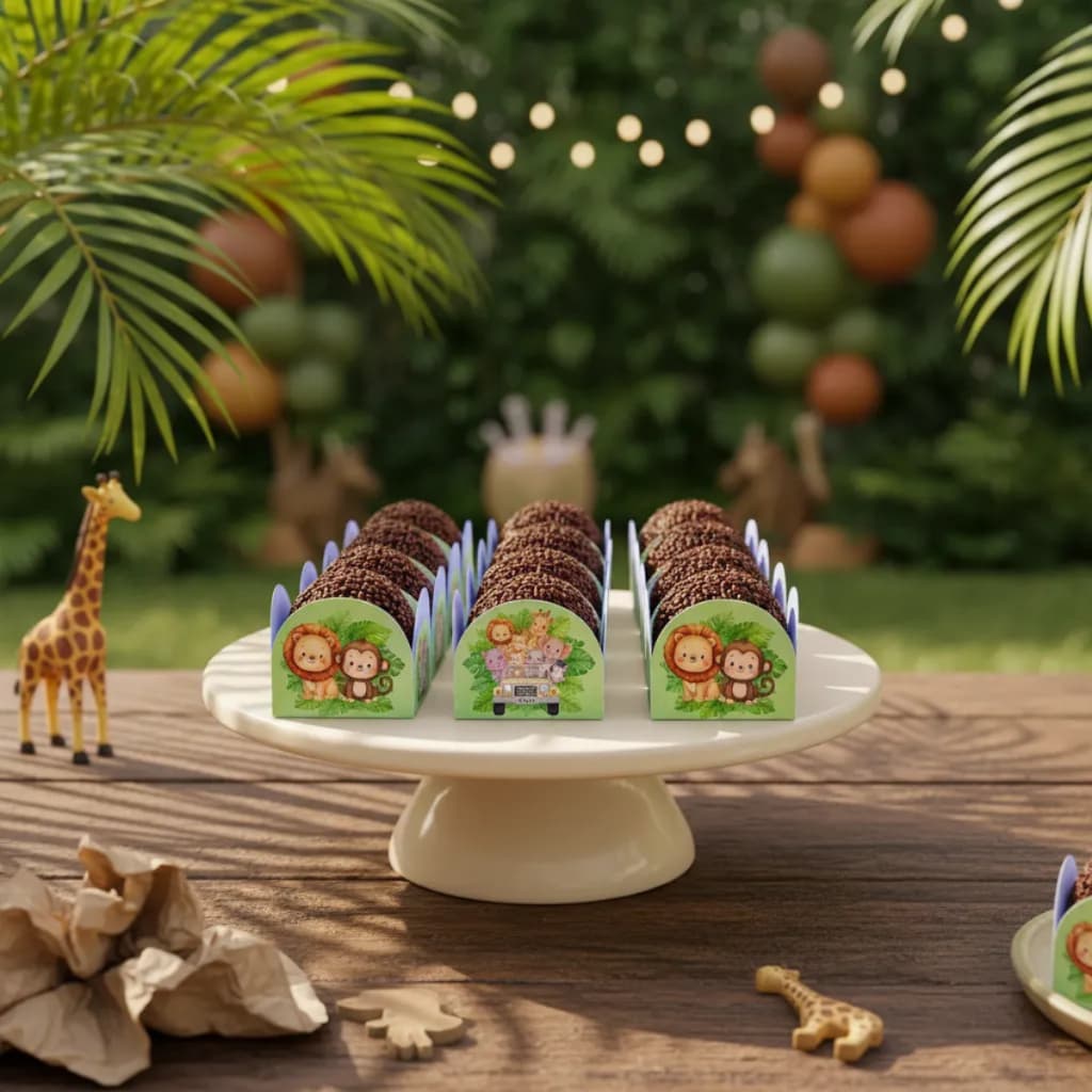 Forminhas Tema Safari Docinhos Brigadeiro Porta Doce Festa de Aniversário Infantil Animal Verde