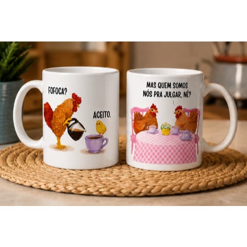 Caneca Engraçada Fofoca? Aceito 325ml em Porcelana Presente Criativo para Amigas e Apaixonadas por Café