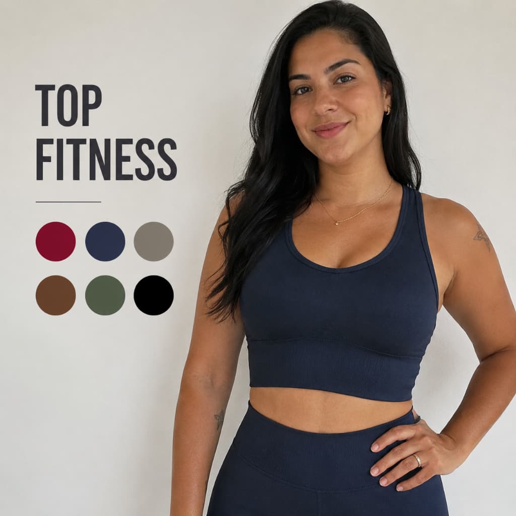 TOP FITNESS FEMININO COM BOJO REMOVIVEL COSTA NADADOR - SUSTENTO SEM APERTAR