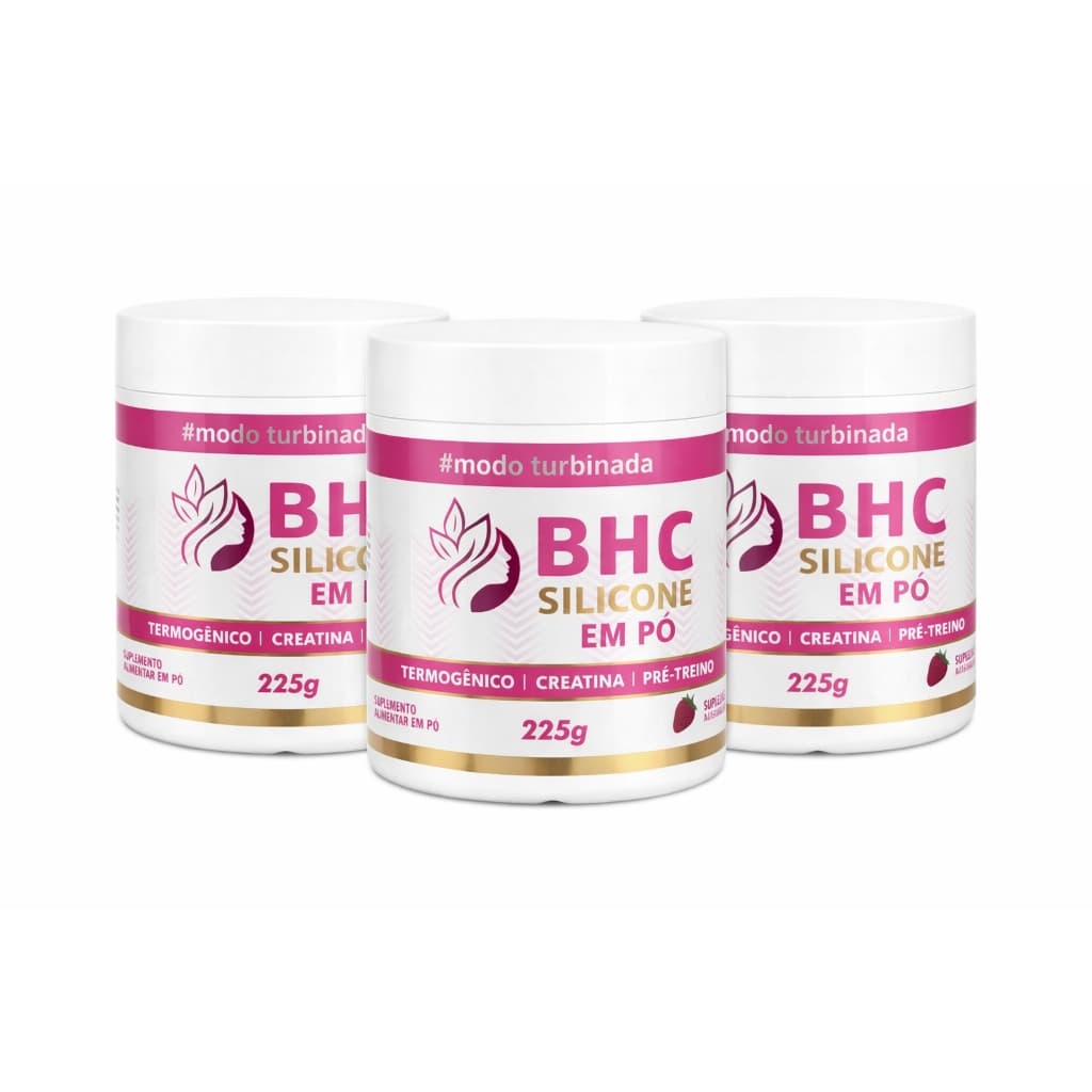 03 Bhc Silicone Em Pó Termogênico Creatina E Pré-treino Morango em pó