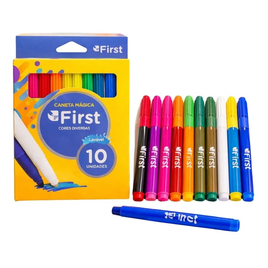 Conjunto 10 Canetinhas Hidrográficas Laváveis Coloridas Escolares