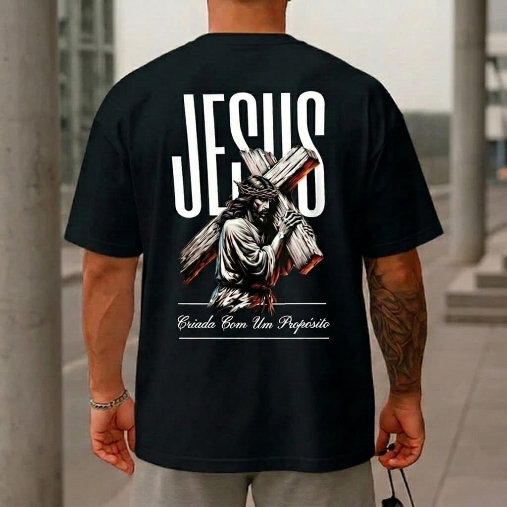 Camisa Camiseta Blusão Religiosa Streetwear Jesus Cristo Oversized 100% Algodão Premium Promção