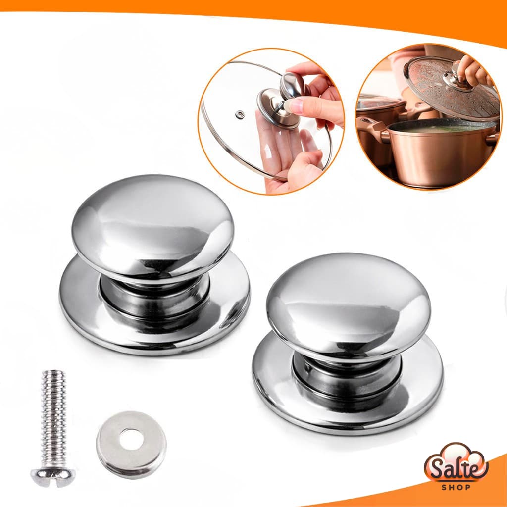 Kit 2 Puxador Tampa de Panela Pomel Universal Botão Pegador Tampa Panela Parafuso Resistente Em Inox
