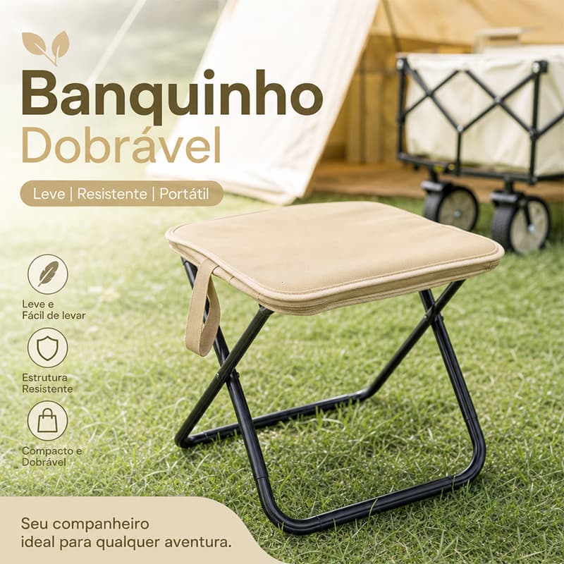 Banqueta Banquinho Dobrável Alumínio Camping C/ Bolsa Ziper Camping Piquenique Praia E Pesca Ao Ar Livre Portátil