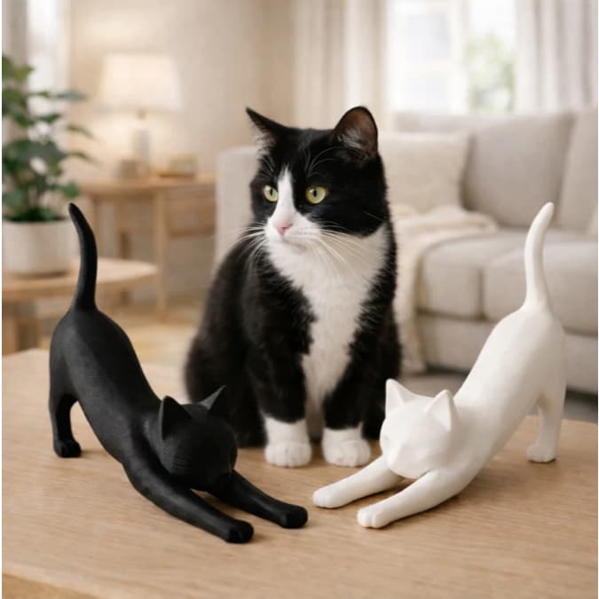 Gatos Decorativos Minimalistas Gato Escultura Decoração Moderna Quarto Sala Felino Elegante