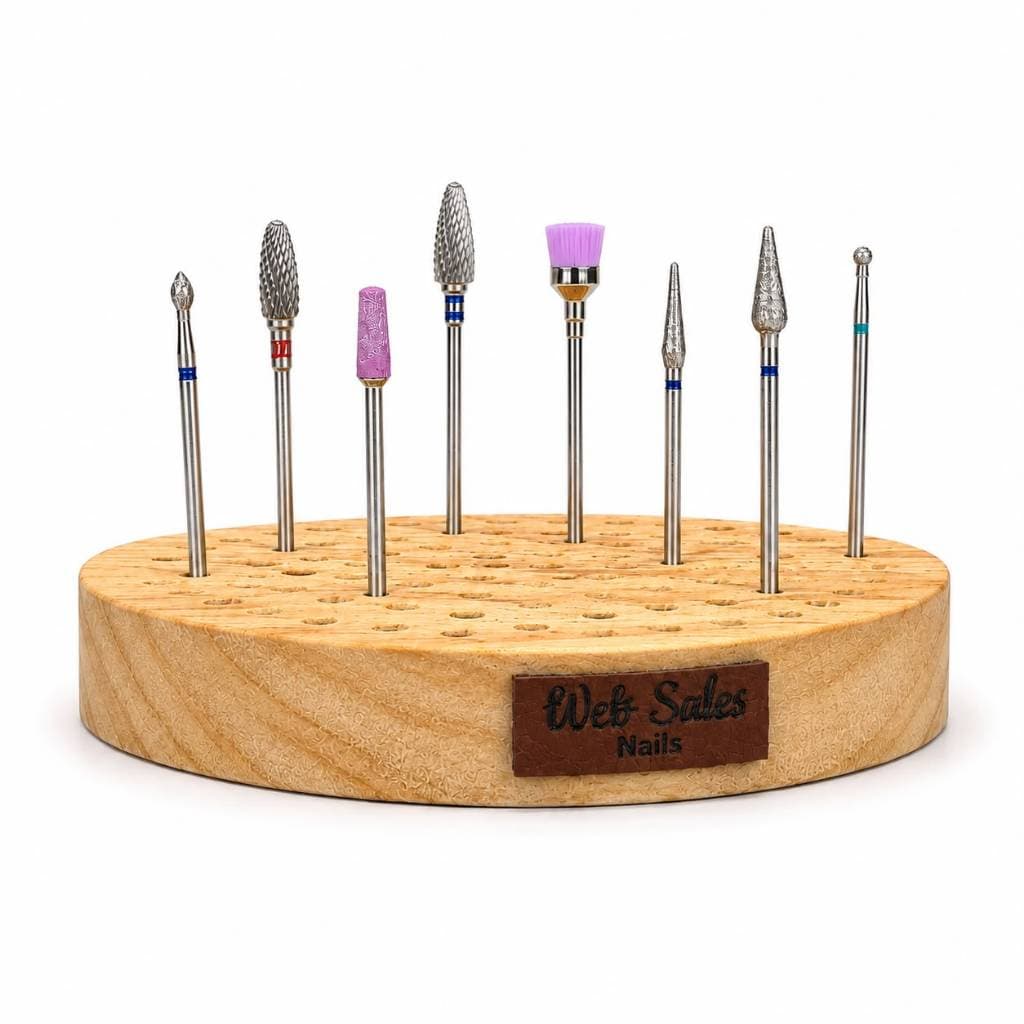 Suporte Apoio para Brocas Manicure 81 Furos em Madeira | Organizador Profissional Web Sales Nails