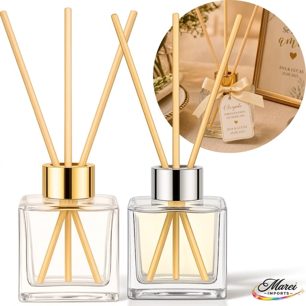 Kit Frascos de Vidro + varetas de brinde Difusor Aromatizador  De 50ml  Lembrancinha para seu evento