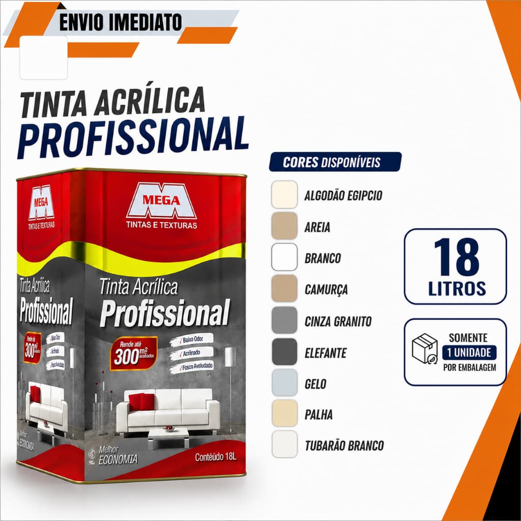 Tinta Acrilica Profissional Interior/Exterior 18 Litros Lata Mega
