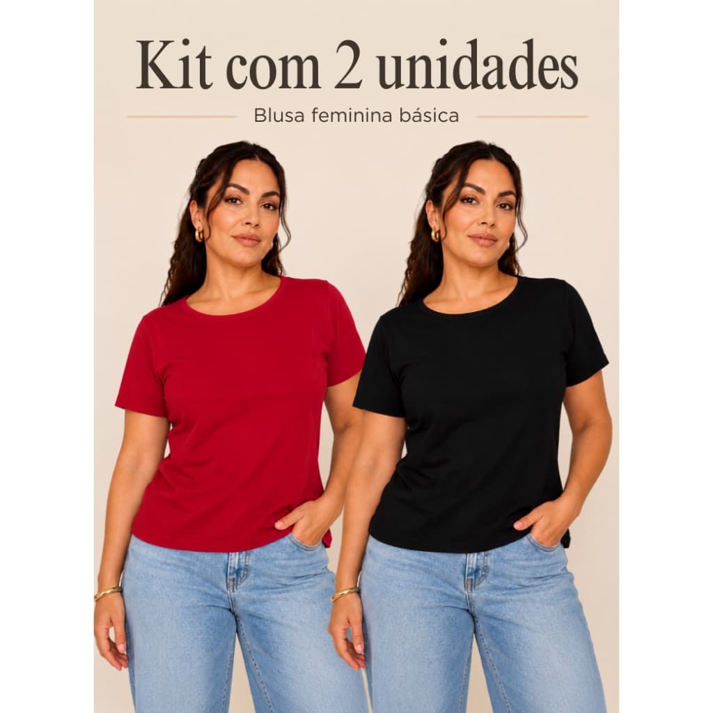 Kit 2 Blusas Femininas Viscolycra Básicas Confortáveis e Leves Envio Rápido | Tamanho Único 36 ao 42