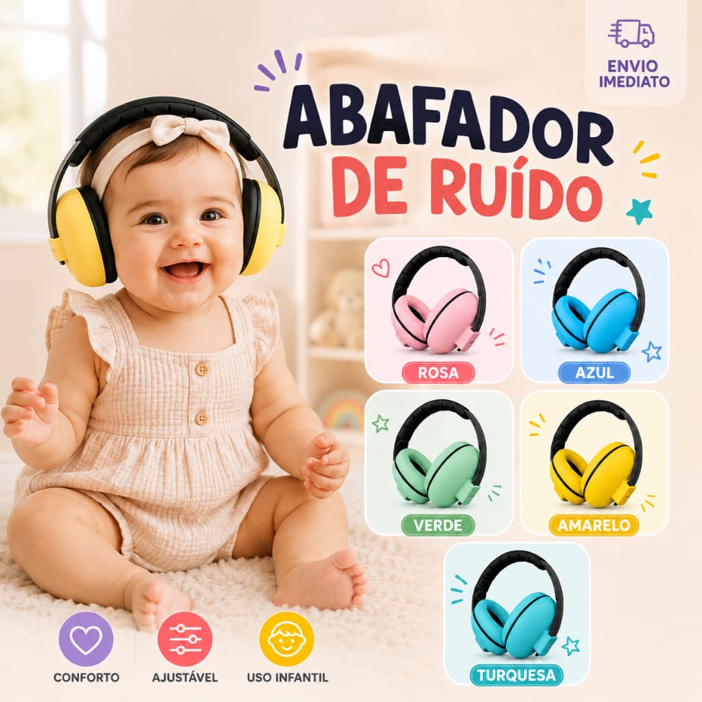 Protetor Auricular Infantil Anti Ruído para TEA Autismo TDAH Sensorial Confortável Ajustável Uso Diário Macios