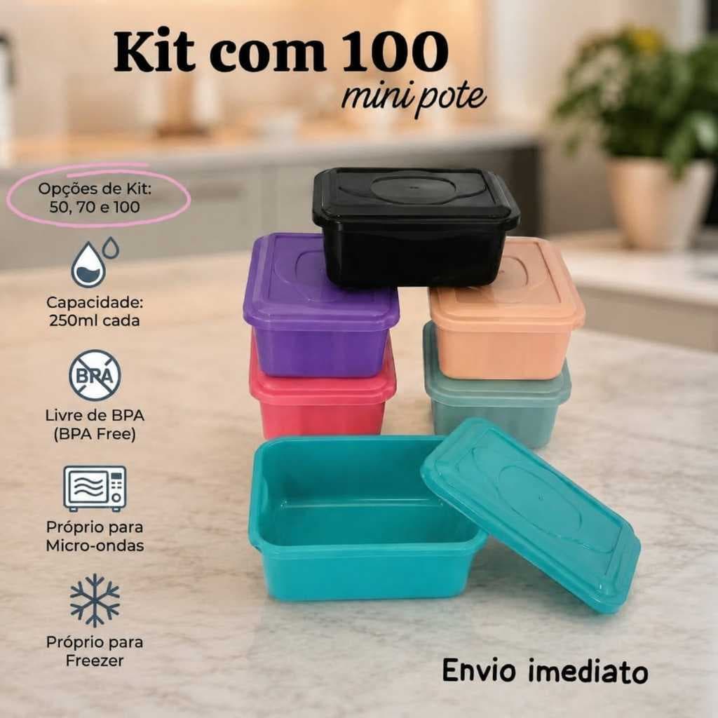 Kit pote mini 250ml plástico colorido 50, 70, 100 potes bpa free pote pequeno organizador forma de sabão