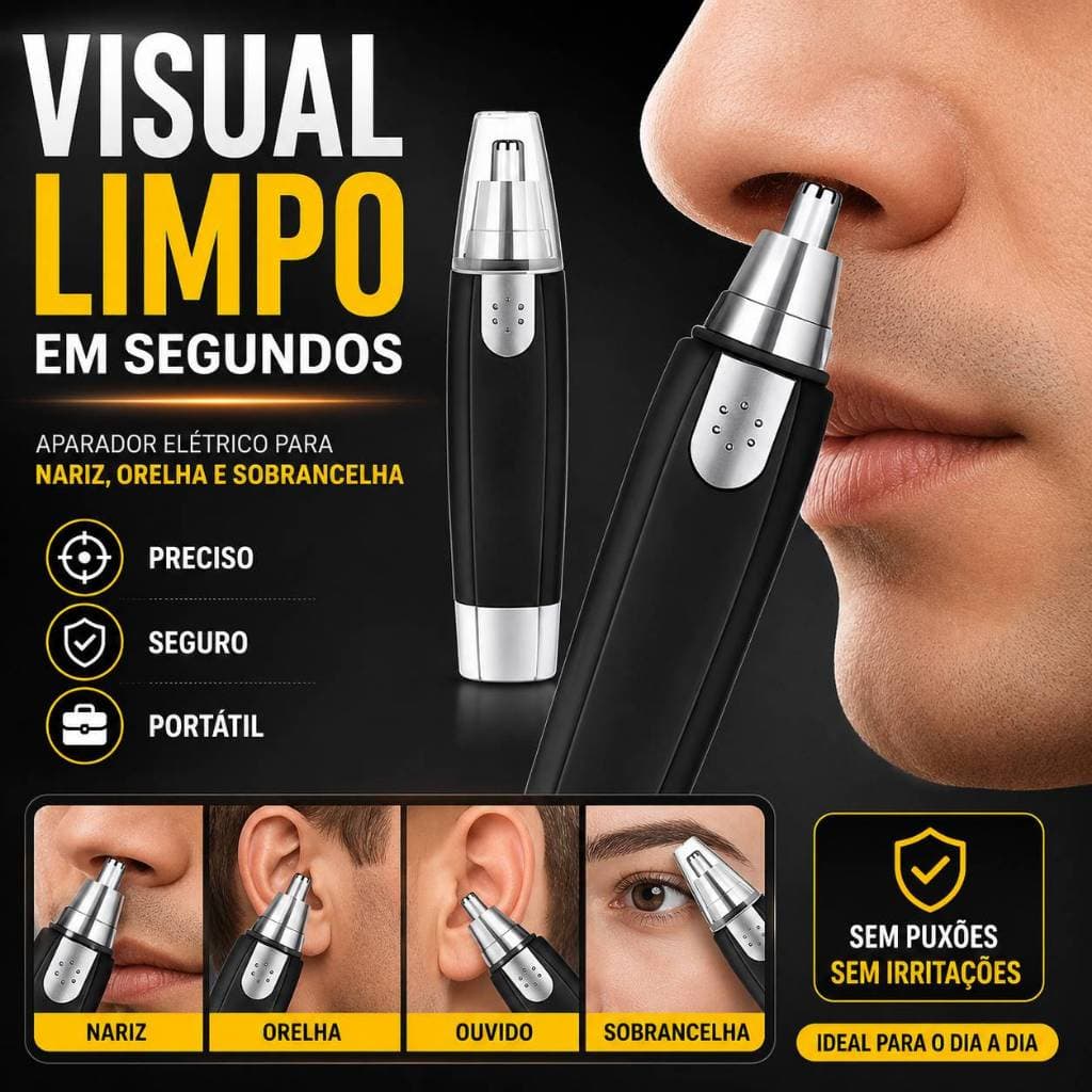 Cortador Aparador de Pelos Nariz Ouvido Sobrancelha Elétrico Portátil Removedor Facial Unissex