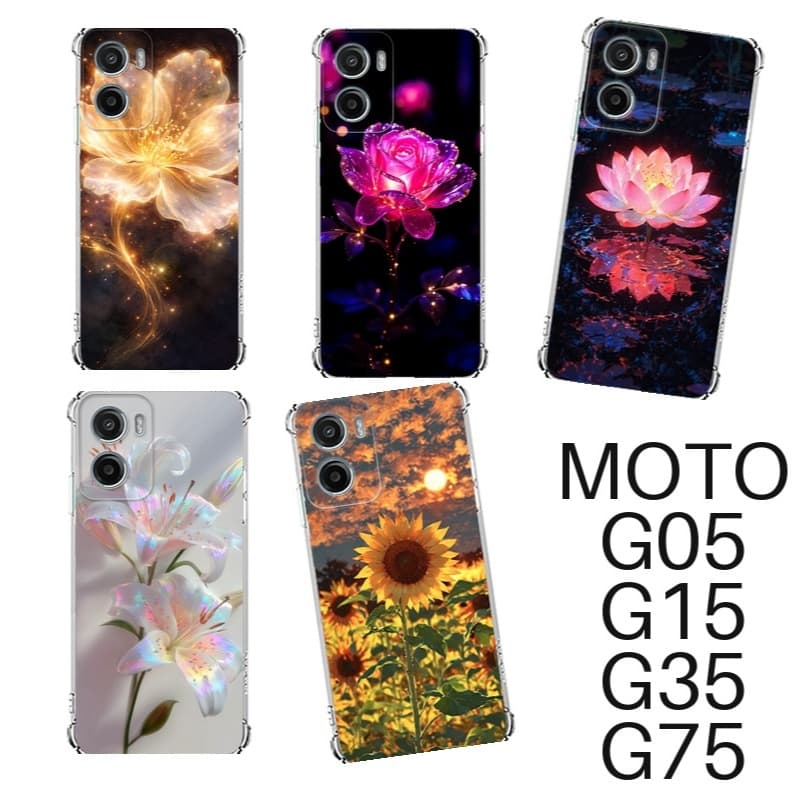 Capinhas de Celular TPU Motorola Moto G05 G15 G35 G75 Lindas Flores Brilhantes Flor Proteção Anti-Impacto