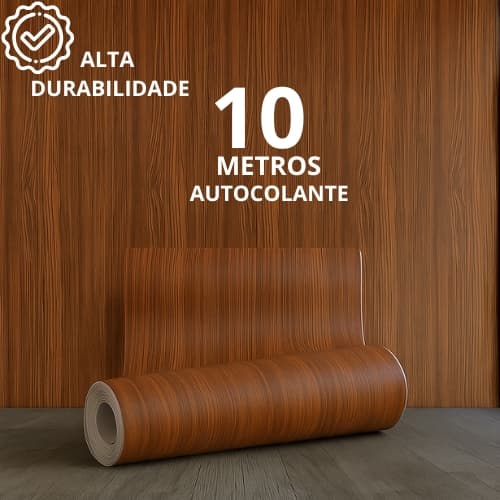 PAPEL DE PAREDE 10 METROS AUTO ADESIVO LAVÁVEL MADERIA PVC DECORATIVO COM COLA