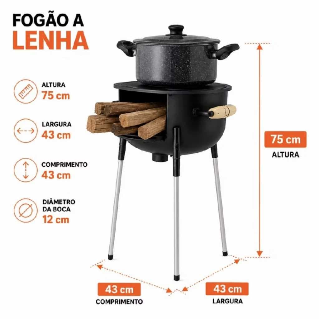 Fogão a Lenha Portátil Camping Praia Acampamento e Campo
