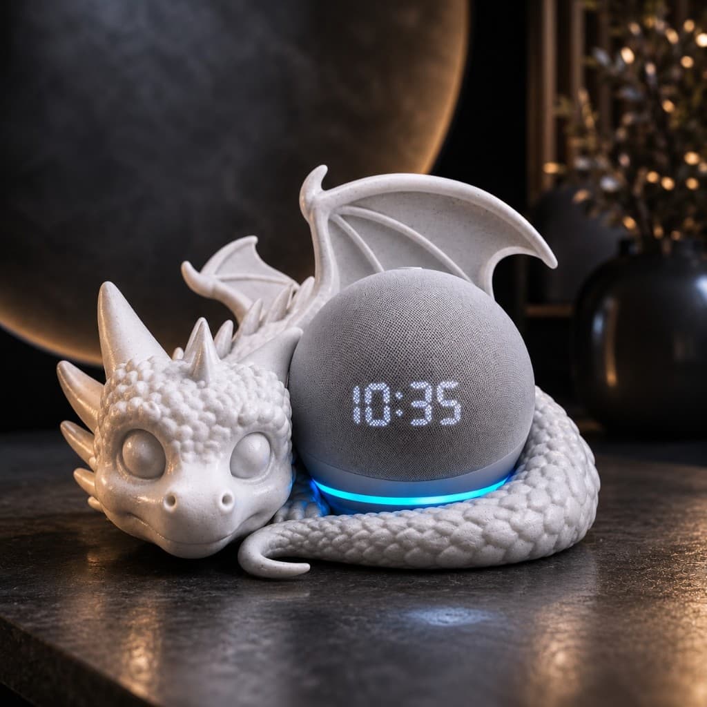 Suporte Dragão para Alexa criativo estátua dragon base Amazon Echo Dot 4ª e 5ª geração Acessório Decoração