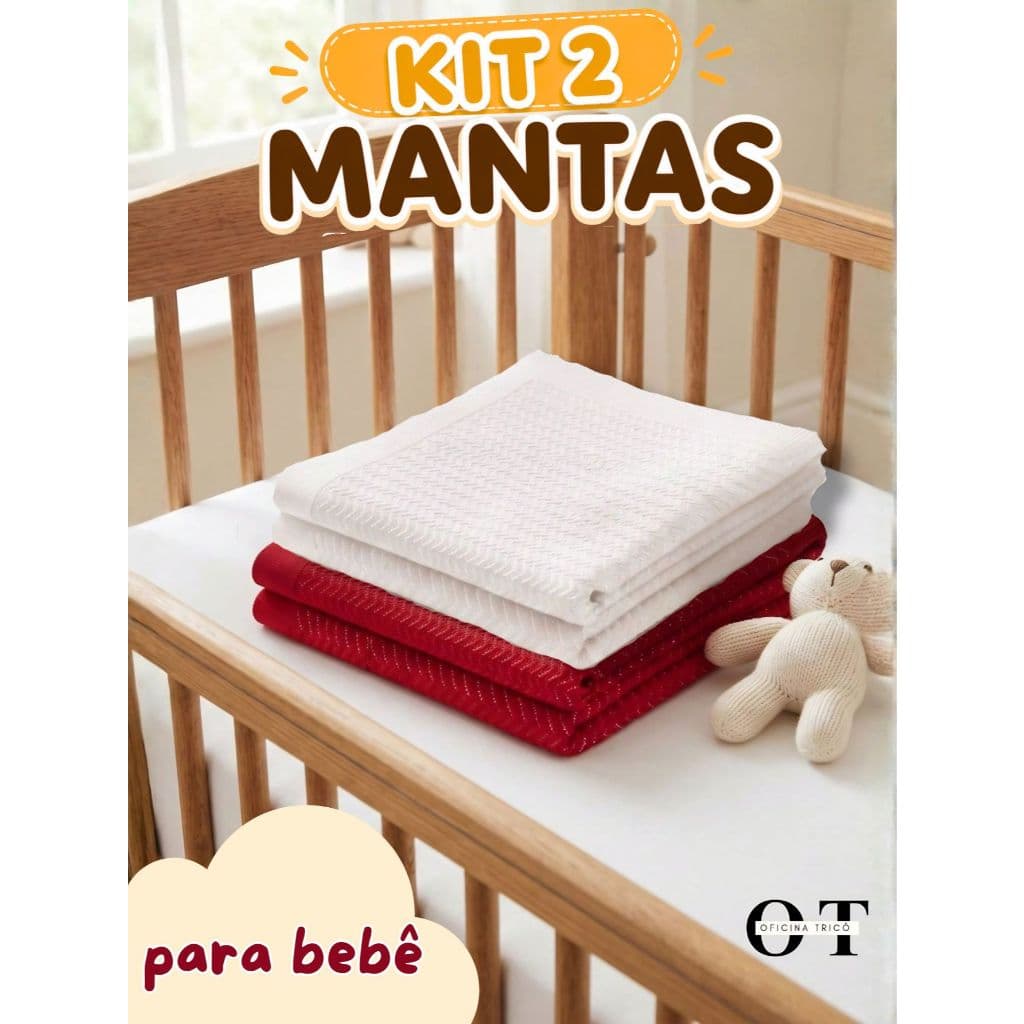 Kit 2 Mantas Cobertor de Bebê Tricô Ponto Renda Leve Menino Menina Unissex RN Saída Maternidade