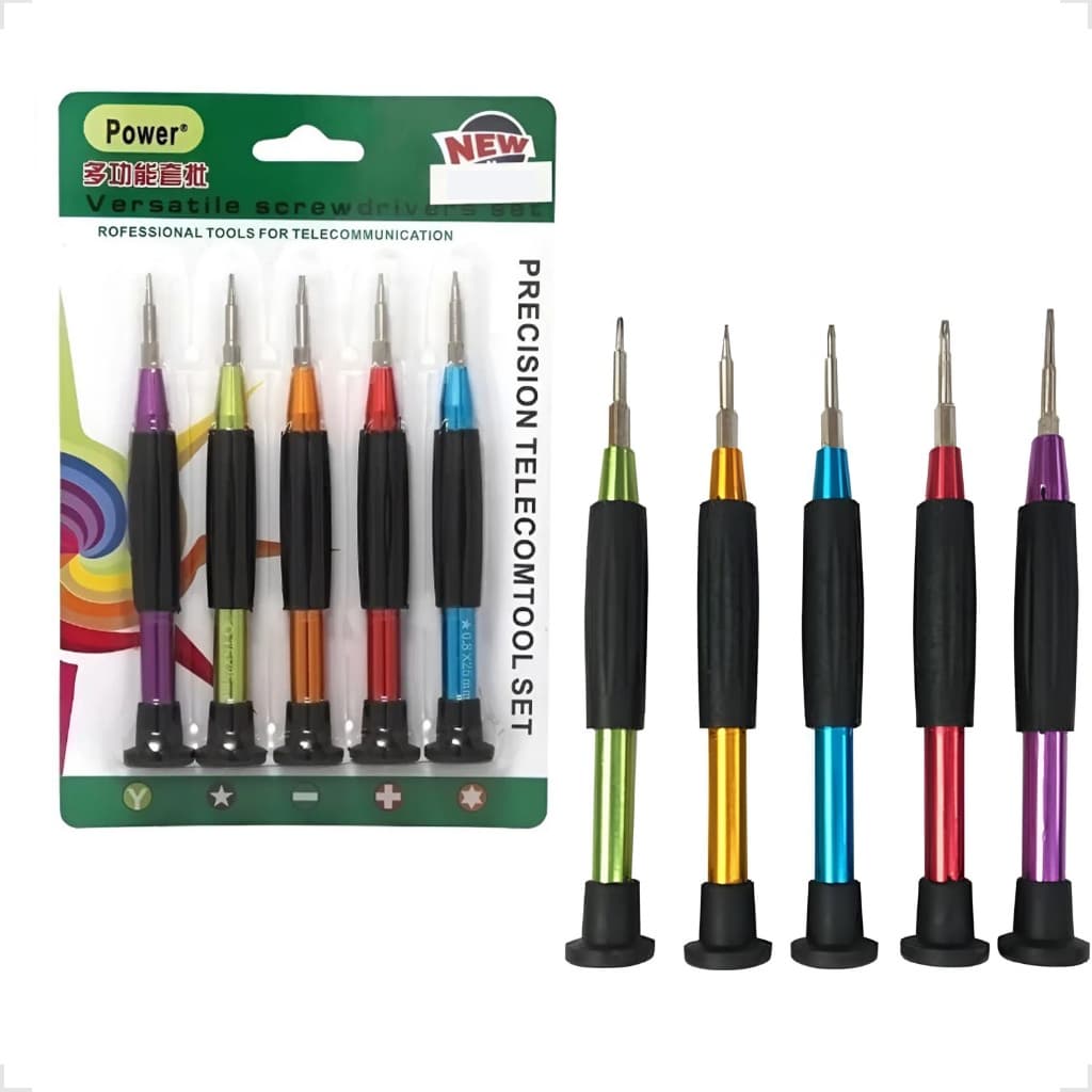 Kit 5 Peças Jogo De Chave Profissional Com 5 Torx Coloridas Para Manuntenção Eletronicos e  Celular
