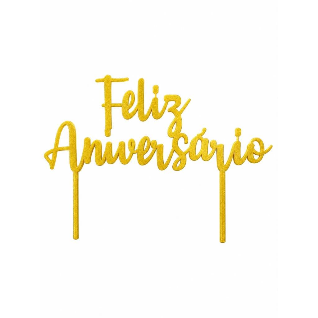 Topo De Bolo Feliz Aniversário Decorativo De Alta Qualidade Luxo Topper