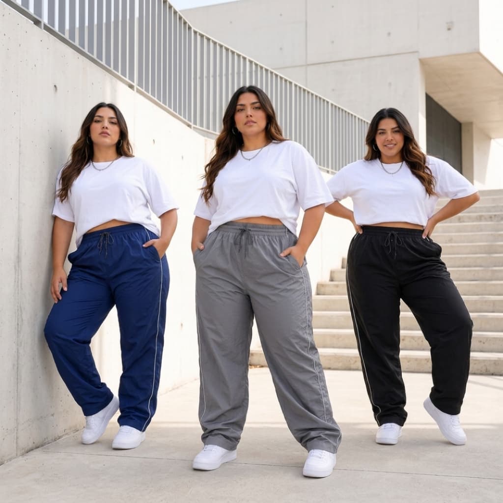 Calça Streetwear Feminina Plus Size em Tactel Leve Confortável G1 G2 G3 Dia a Dia
