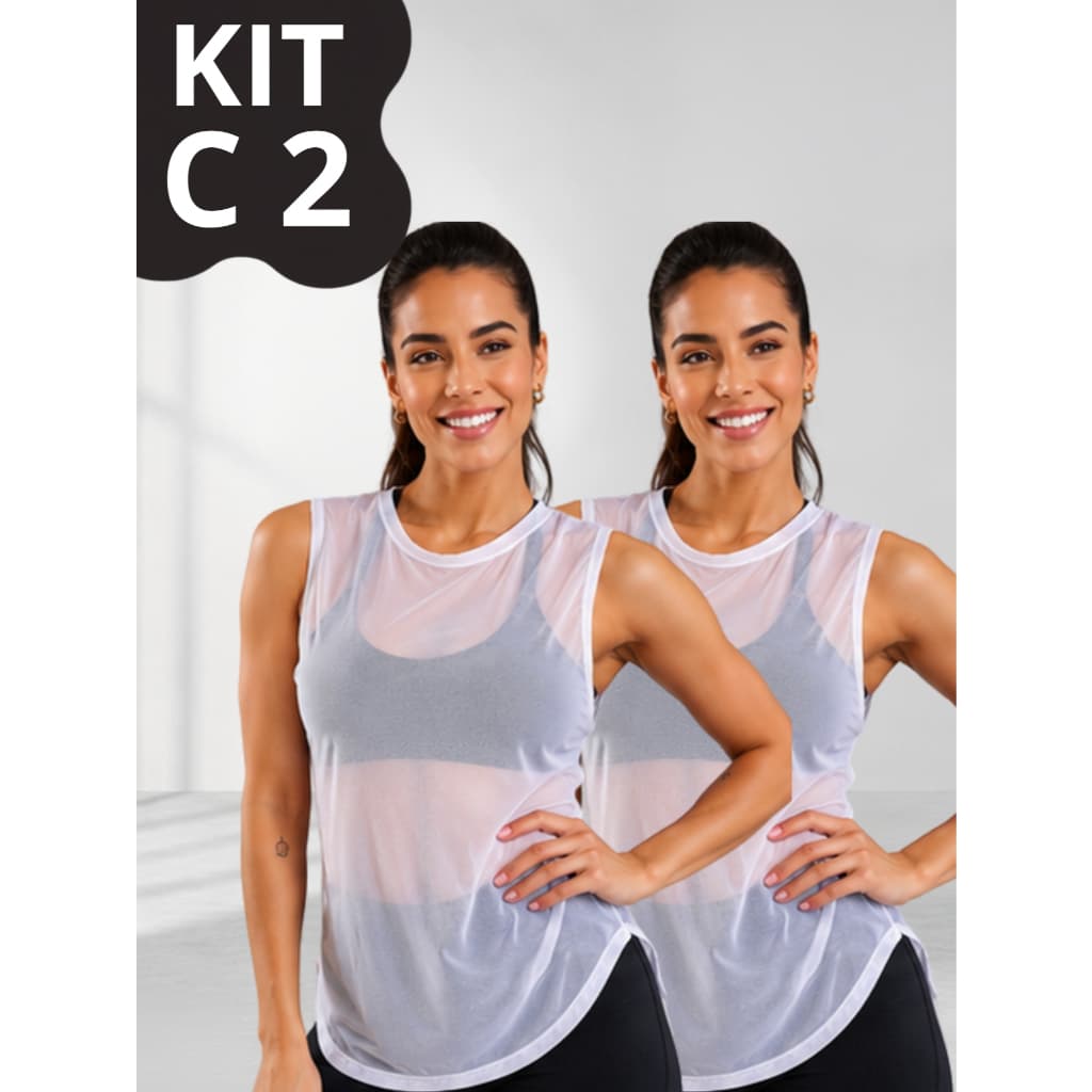 Kit 2 Regata Feminina Moda Academia Transparente Fitness Tule Luxo Casual