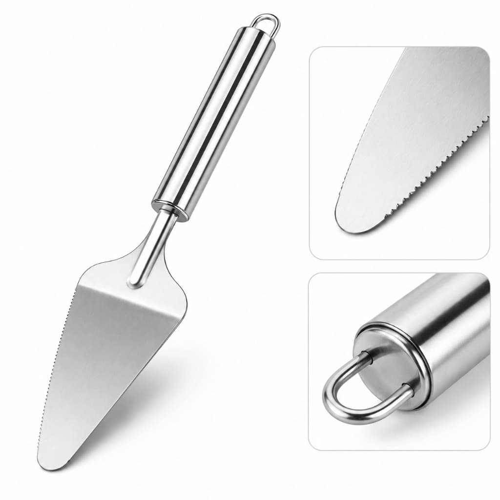 Espátula Para Cortar Bolo Torta e Pães de Aço Inox Com Serra Resistente Multiuso