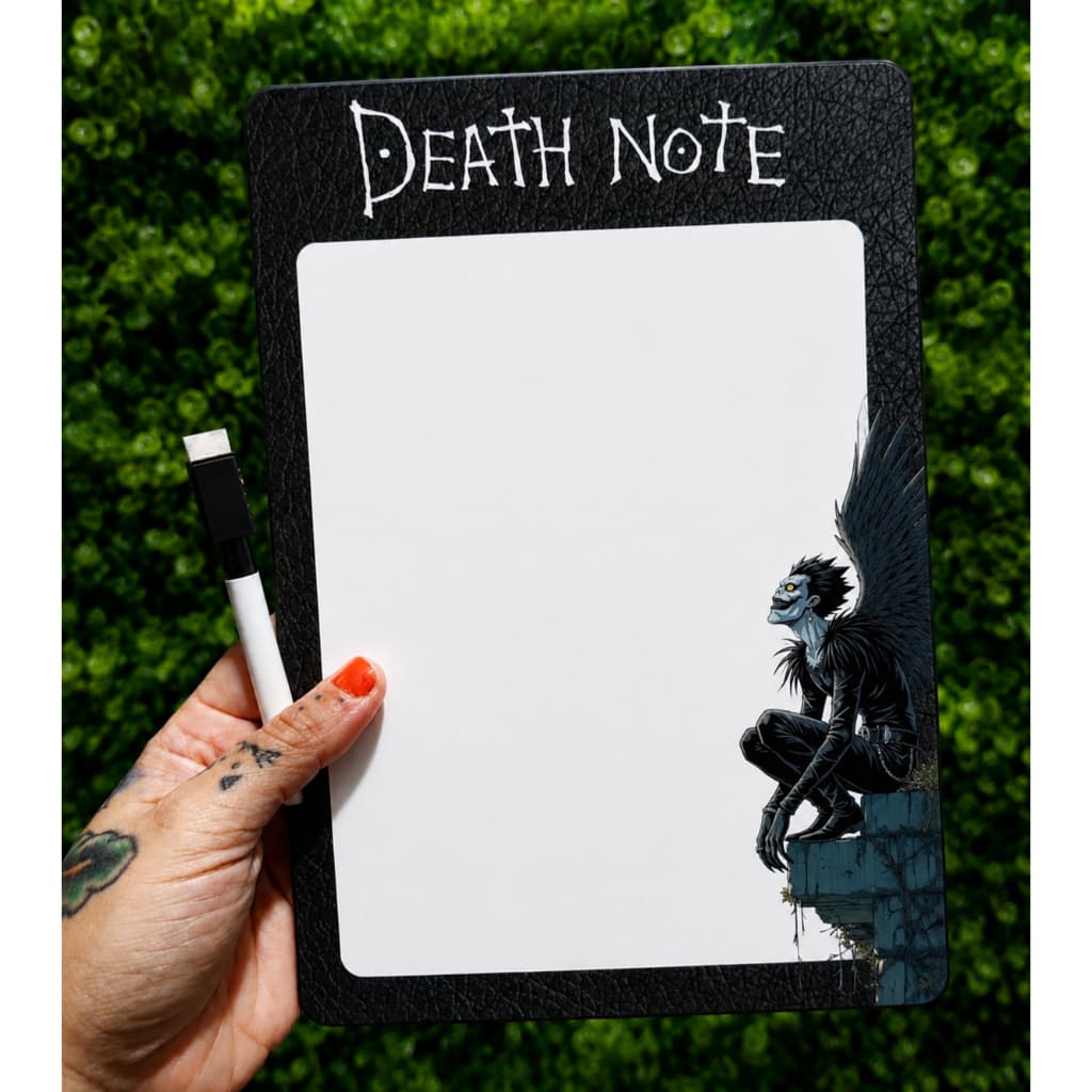 Quadro de geladeira magnético DEATH NOTE | Quadro de anotação geladeira imã anime nerd PLanner Semanal com caneta