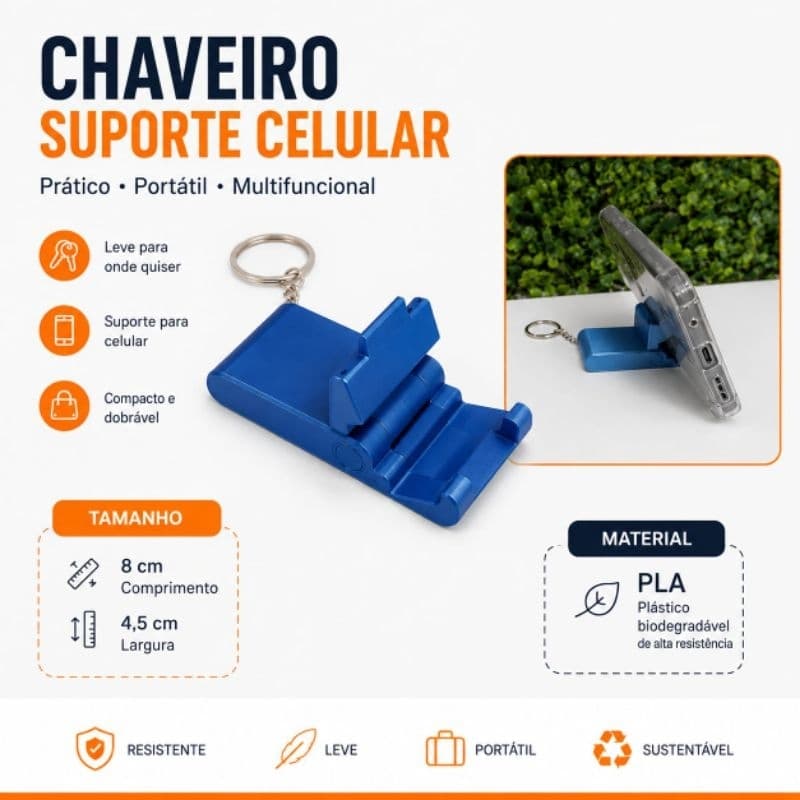 Suporte para celular chaveiro dobrável portátil