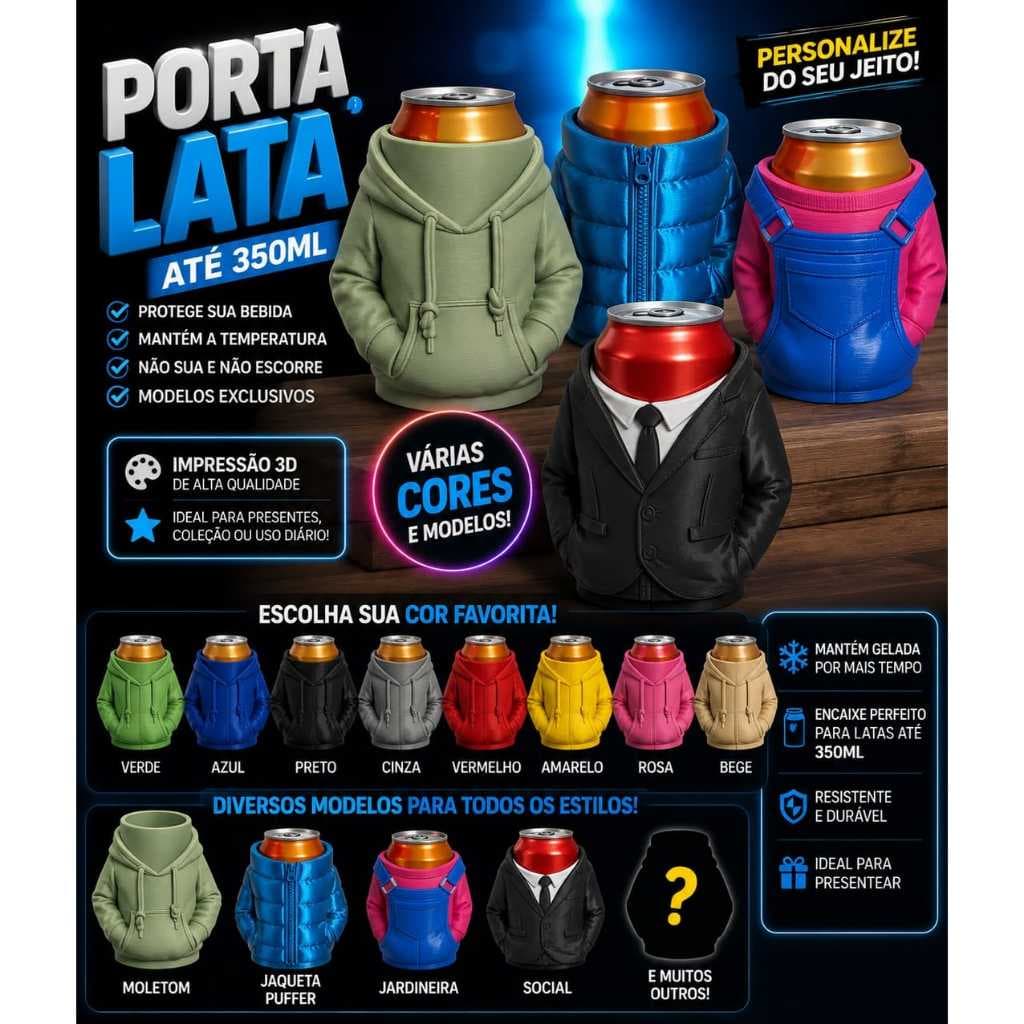 CASE PORTA LATA  OU PORTA CANETA CAPA PARA LATA PORTA COPO