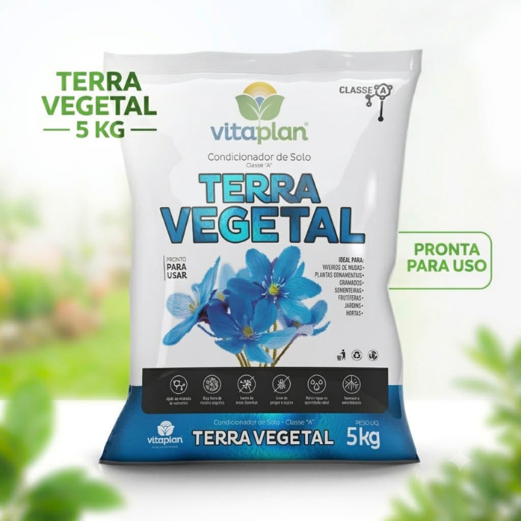 Terra Vegetal 5kg Pronta Para Uso Vitaplan Substrato Adubado Para Plantas Vasos Hortas