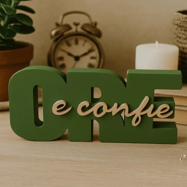 Letreiro Decorativo “Ore e Confie” 3D Biblico Decoração para Sala |  Escritório