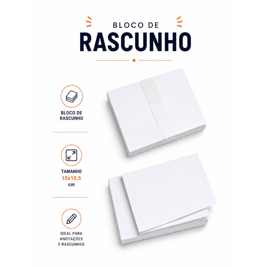 Kit Bloco Anotações Rascunho 20 Blocos com 50 Folhas cada 10x10,5cm