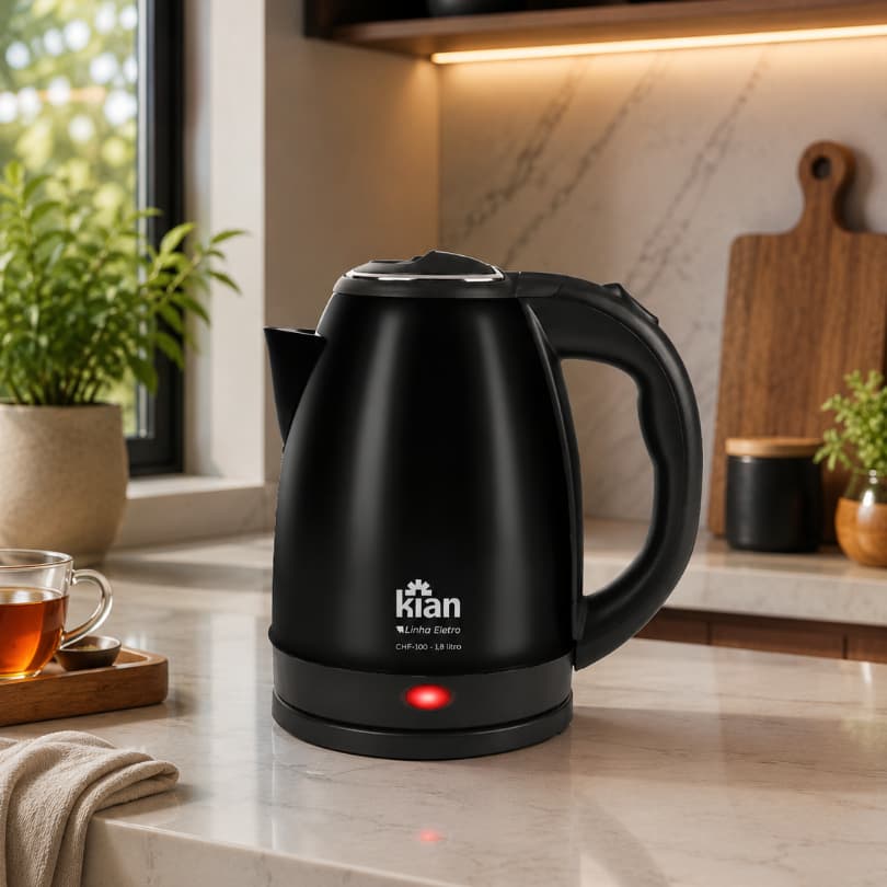 Chaleira Elétrica Inox Kian CHF100 1,8L Preta Fosca Desligamento Automático Original