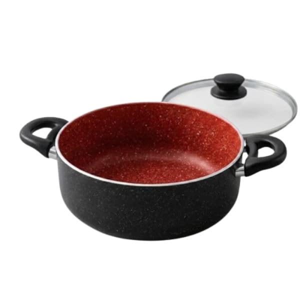 Panela Caçarola Com Tampa de vidro temperado borda em aço inox revestimento cerâmico 20cm - Fratelli