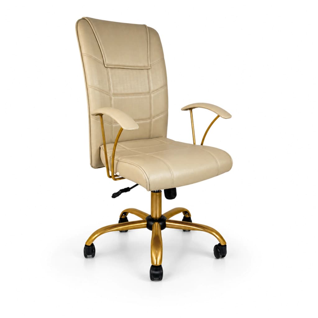 Cadeira Para Escritório Presidente Novara Base Giratória Dourada Relax Reclinável Braço Home Office Estética Consultório