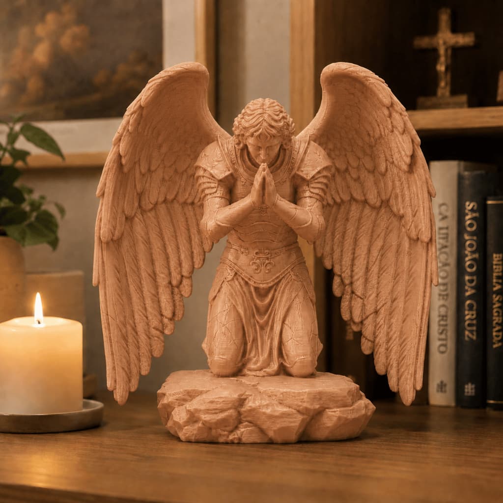 Imagem Anjo Da Guarda Rezando Estátua e decoração religiosa 10 Cm