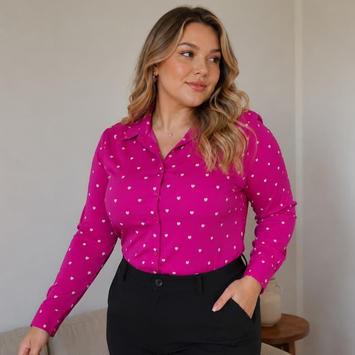 Camisa Feminina Coração Social Manga Longa Premium