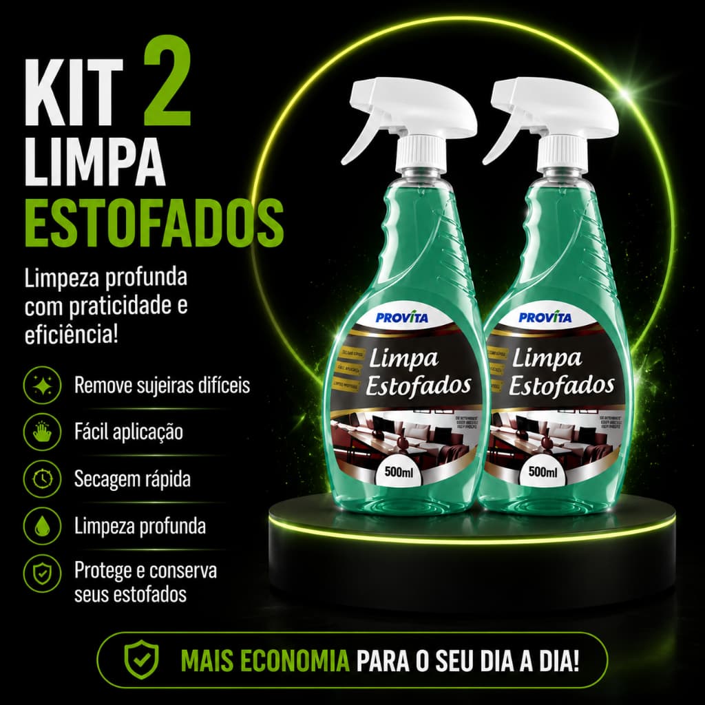Kit 2 Limpa Estofados 500ml Provita Espuma Seco Sofá Colchão Carro Tecido Remove Manchas Higienico