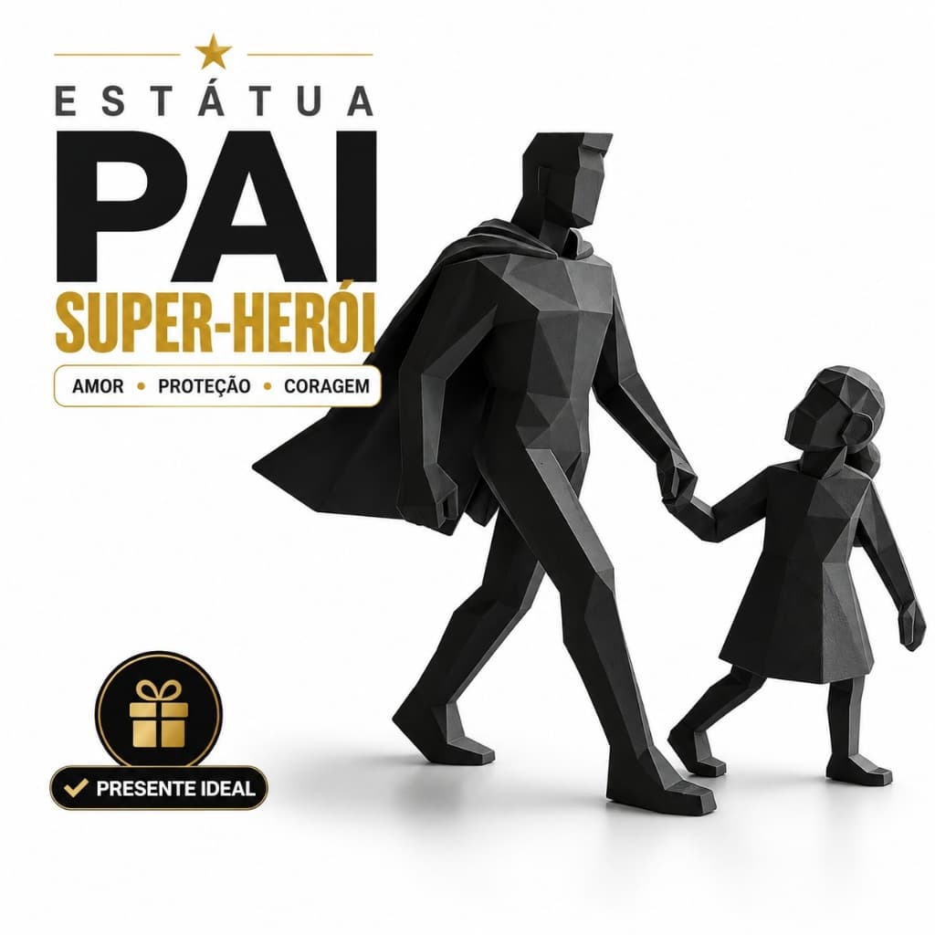 Estátua Pai Super-Herói com Filha Decoração Geek Presente Criativo Sala Quarto Escritório Enfeite