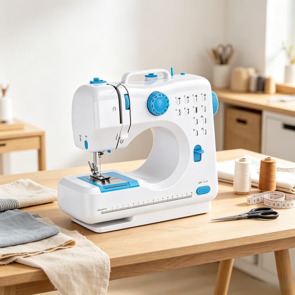 Mini máquina de costura doméstica multifuncional e portátil com 12 tipos de pontos,simples e prática