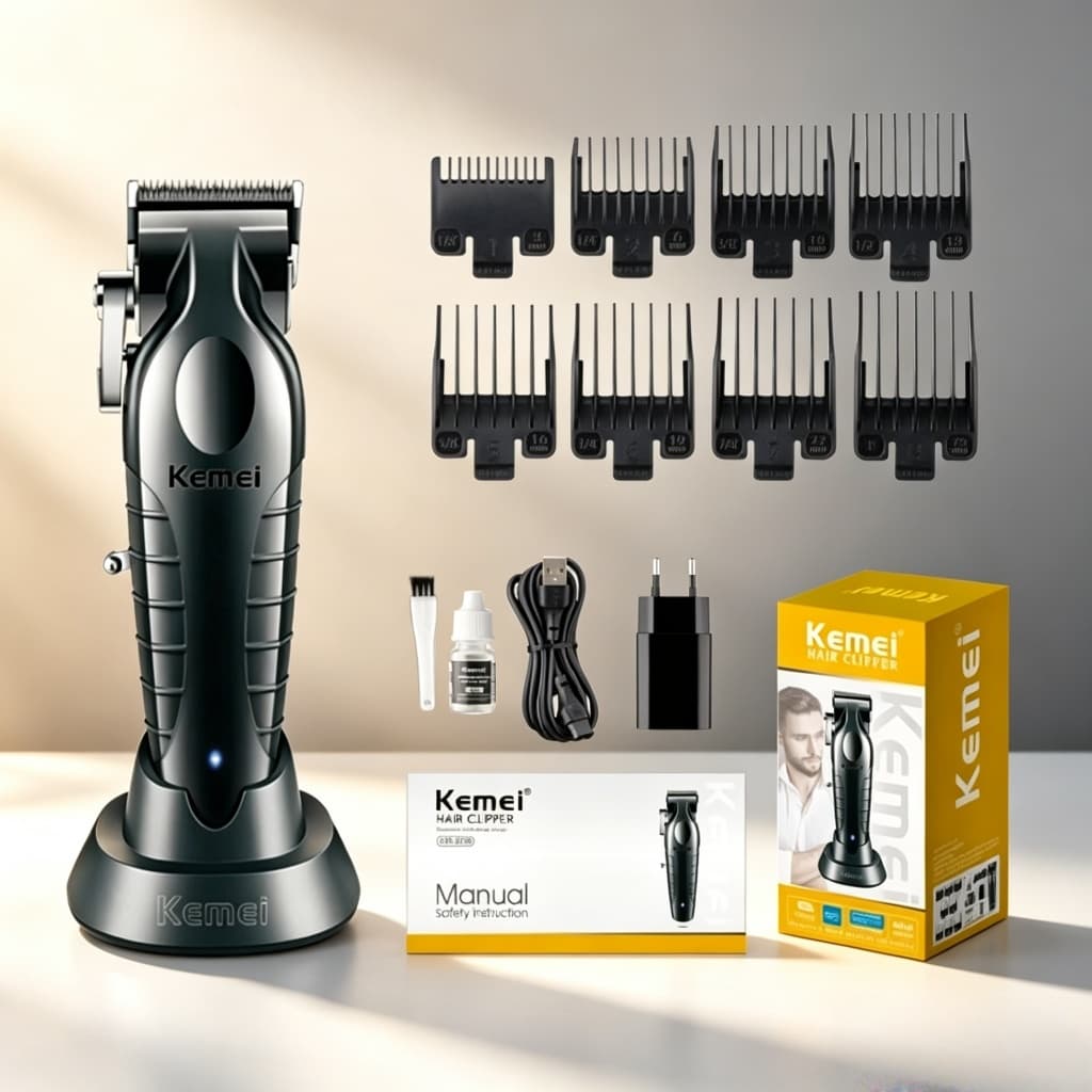 Kemei 2296 Aparador De Cabelo Profissional Fade Men Sem Fio Potente Máquina De Corte Recarregável 7500rpm 2500mah