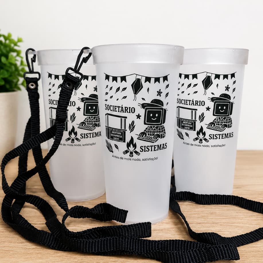 Kit até 50 Copos Ecológico Cordinhas 550ml Criação de Arte Grátis Personalizados Festas Eventos