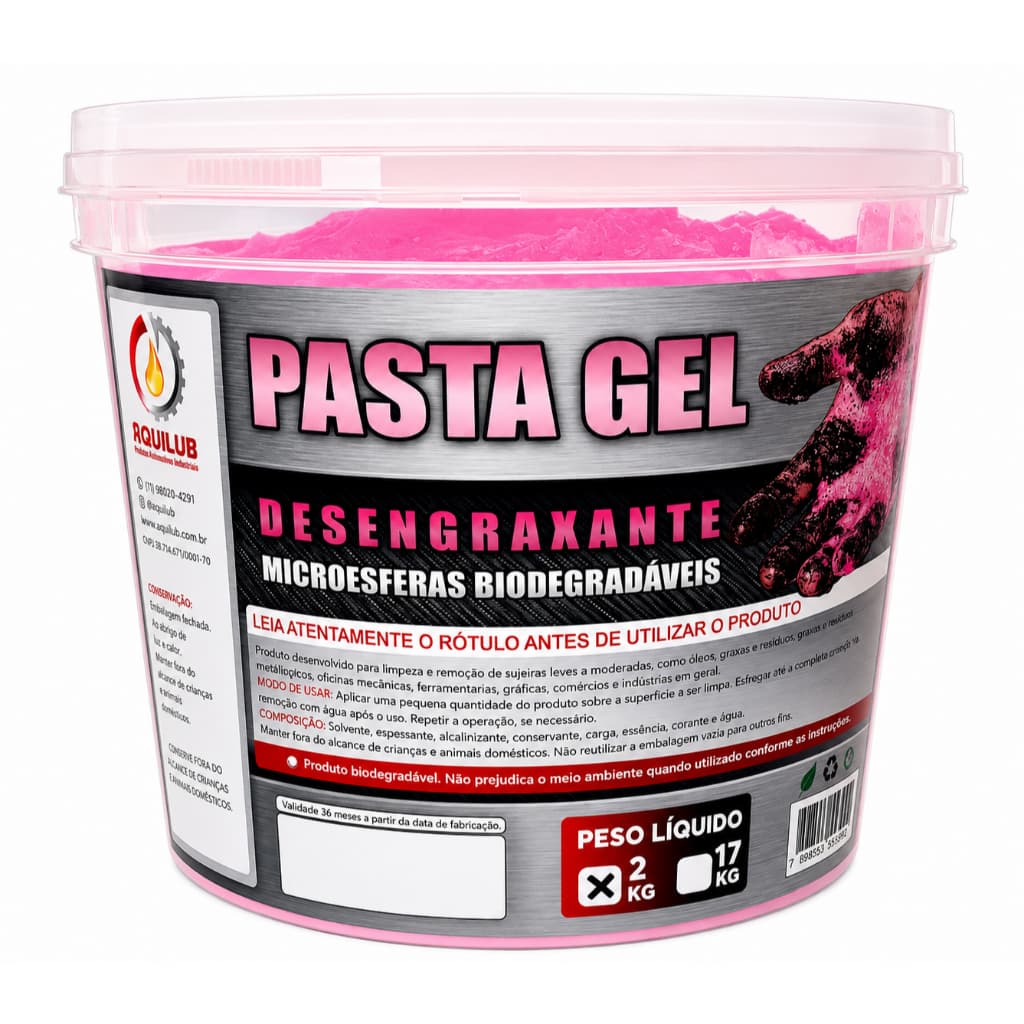 PASTA GEL DESENGRAXANTE BIODEGRADAVEL PARA LAVAR MAOS 2KG
