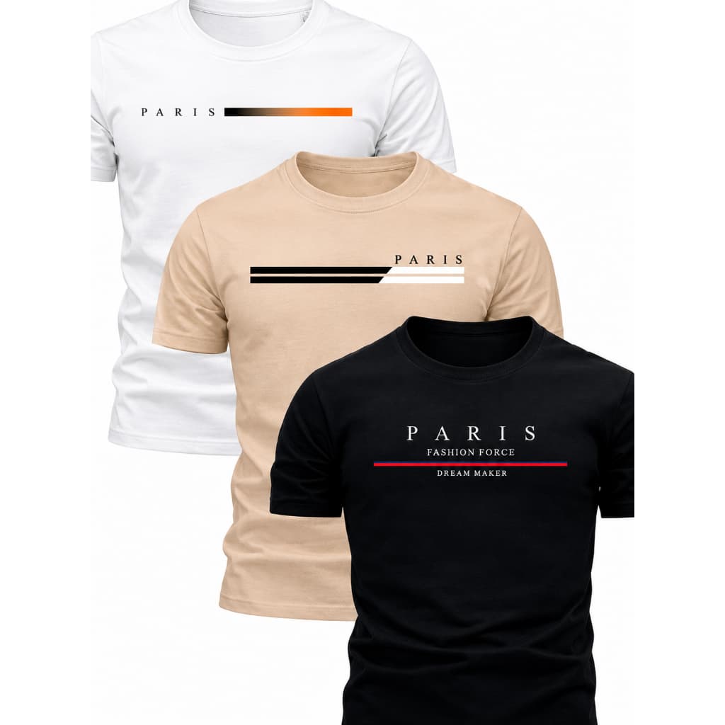 Kit 3 Camisetas Masculinas Básicas Algodão Fio 30.1 | Confortável - Pronta Entrega