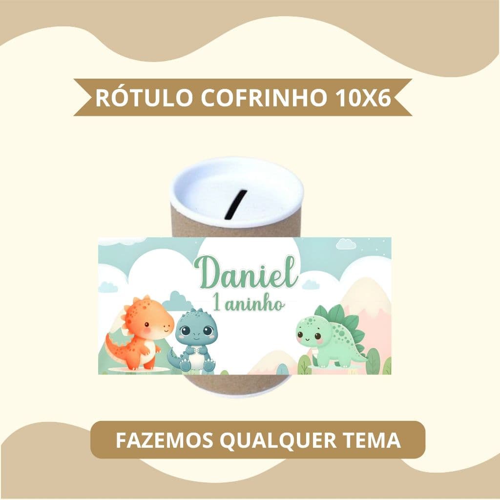 ENVIO RÁPIDO - Adesivo DINOSSAURO BABY personalizado rótulo cofrinho 10x6 | lembrancinha | festa | aniversário