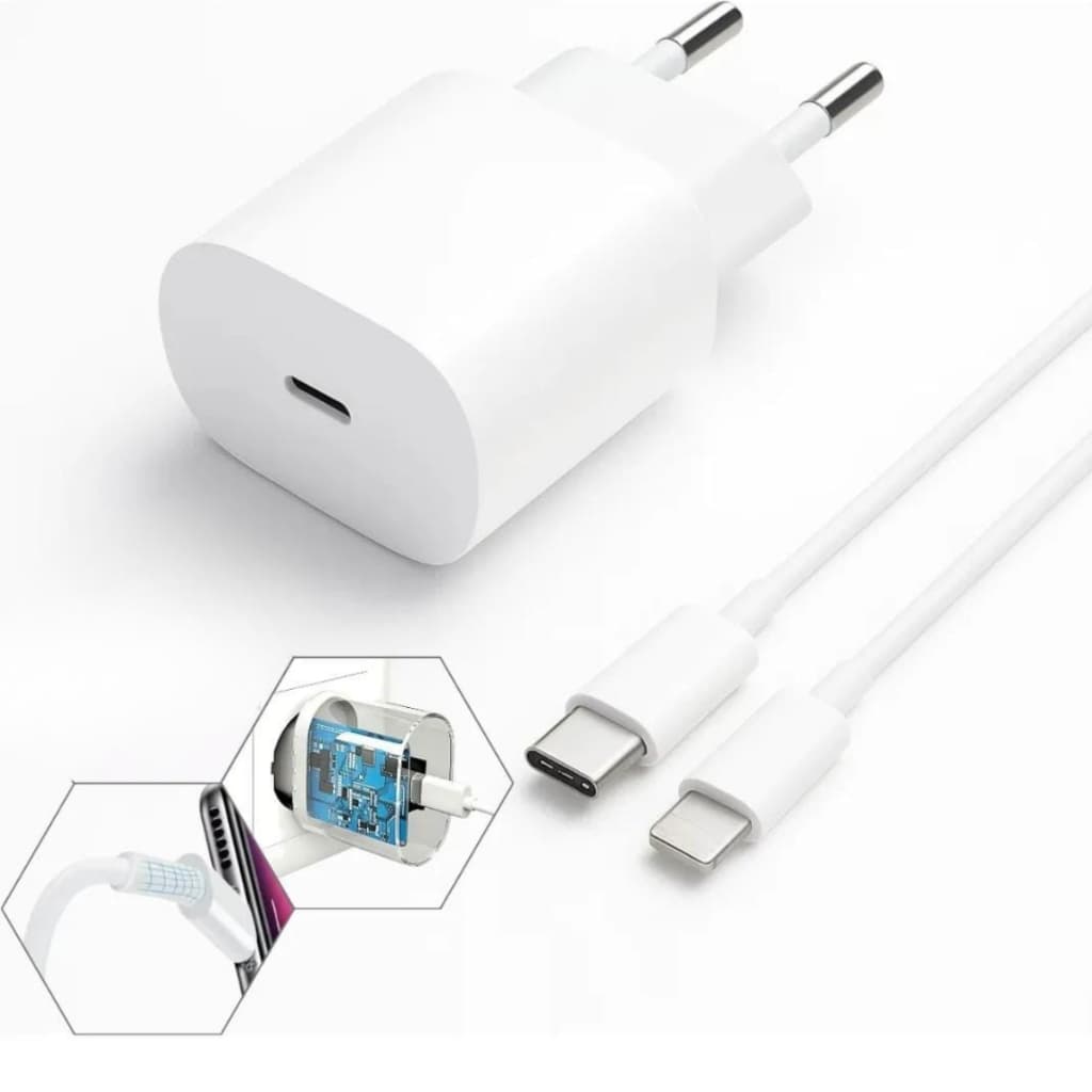 Carregador 20W USB C e Cabo Lightning Compatível com iPhone XR 11 12 13 14 Pro Max