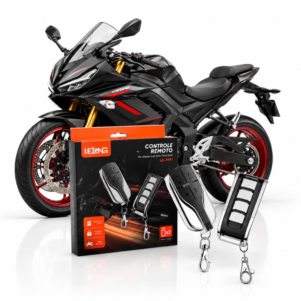 Alarme Antifurto para Motocicleta 12V com Controle Módulo Chave Buzina e Sistema de Parada de Partida do Motor Universal