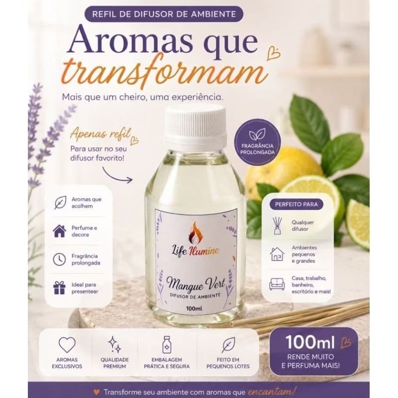Refil Para Difusor de Ambientes 100ml Aromatizador de Varetas Perfumado Diversos Aromas